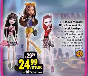 Aanbiedingen Monster high boo york boo york basispop - Monster High - Geldig van 24/10/2015 tot 06/12/2015 bij ToyChamp