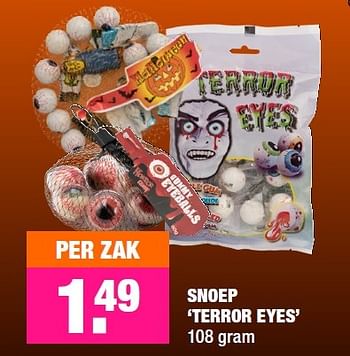 Aanbiedingen Snoep terror eyes - Huismerk - Big Bazar - Geldig van 19/10/2015 tot 01/11/2015 bij Big Bazar