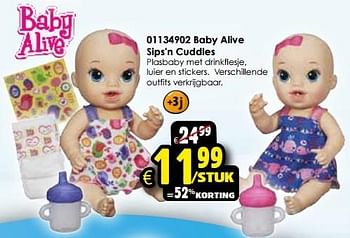 Aanbiedingen Baby alive sips`n cuddles - Baby Alive - Geldig van 24/10/2015 tot 06/12/2015 bij ToyChamp