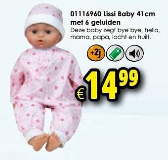 Aanbiedingen Lissi baby 41cm met 6 geluiden - Lissi Dolls - Geldig van 24/10/2015 tot 06/12/2015 bij ToyChamp