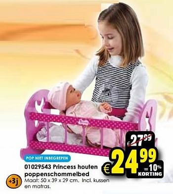 Aanbiedingen Princess houten poppenschommelbed - Disney Princess - Geldig van 24/10/2015 tot 06/12/2015 bij ToyChamp