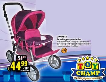 Aanbiedingen Tweelingpoppenstroller - Huismerk - Toychamp - Geldig van 24/10/2015 tot 06/12/2015 bij ToyChamp