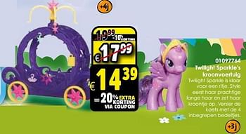 Aanbiedingen Twilight sparkle`s kroonvoertuig - My Little Pony - Geldig van 24/10/2015 tot 06/12/2015 bij ToyChamp