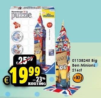 Aanbiedingen Big ben minions 216st - Ravensburger - Geldig van 24/10/2015 tot 06/12/2015 bij ToyChamp