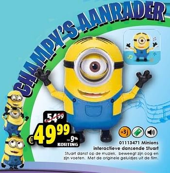 Aanbiedingen Minions interactieve dansende stuart - Minions - Geldig van 24/10/2015 tot 06/12/2015 bij ToyChamp