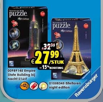 Aanbiedingen Eifeltoren night edition - Ravensburger - Geldig van 24/10/2015 tot 06/12/2015 bij ToyChamp