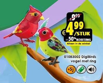 Aanbiedingen Digibirds vogel met ring - DigiBirds - Geldig van 24/10/2015 tot 06/12/2015 bij ToyChamp