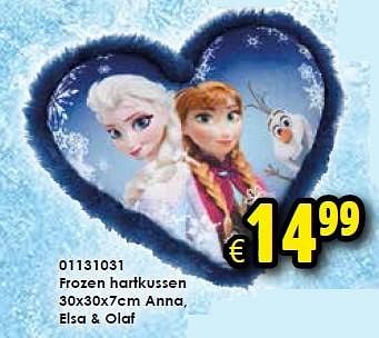 Aanbiedingen Frozen hartkussen anna, elsa + olaf - Disney  Frozen - Geldig van 24/10/2015 tot 06/12/2015 bij ToyChamp