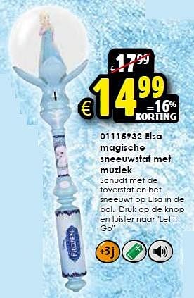 Aanbiedingen Elsa magische sneeuwstaf met muziek - Disney  Frozen - Geldig van 24/10/2015 tot 06/12/2015 bij ToyChamp