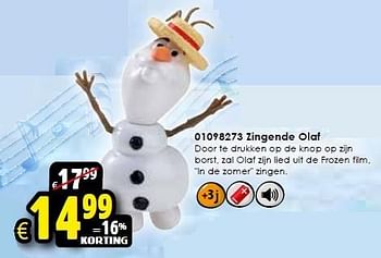 Aanbiedingen Zingende olaf - Mattel - Geldig van 24/10/2015 tot 06/12/2015 bij ToyChamp