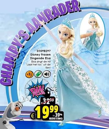 Aanbiedingen Disney frozen zingende elsa - Disney  Frozen - Geldig van 24/10/2015 tot 06/12/2015 bij ToyChamp