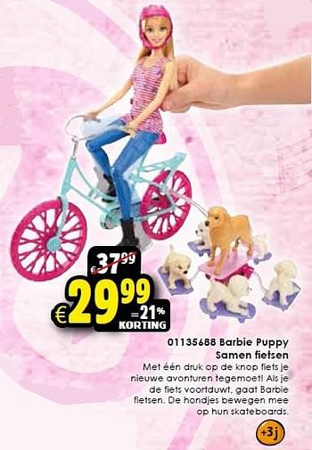 Aanbiedingen Barbie puppy samen fietsen - Mattel - Geldig van 24/10/2015 tot 06/12/2015 bij ToyChamp