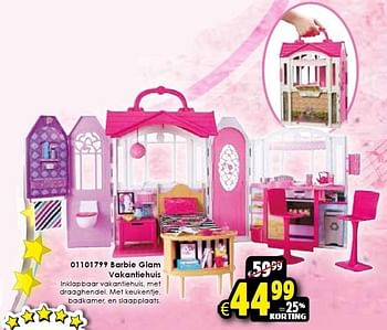 Aanbiedingen Barbie glam vakantiehuis - Mattel - Geldig van 24/10/2015 tot 06/12/2015 bij ToyChamp