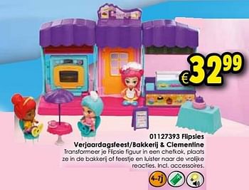 Aanbiedingen Flipsies verjaardagsfeest-bakkerij + clementine - Flipsies - Geldig van 24/10/2015 tot 06/12/2015 bij ToyChamp