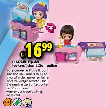 Aanbiedingen Flipsies keuken-ijskar + clementine - Flipsies - Geldig van 24/10/2015 tot 06/12/2015 bij ToyChamp