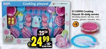 Aanbiedingen Cooking playset 50-delig servies - Huismerk - Toychamp - Geldig van 24/10/2015 tot 06/12/2015 bij ToyChamp