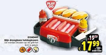 Aanbiedingen Mijn draagbare hotdogkraam - Play-Go - Geldig van 24/10/2015 tot 06/12/2015 bij ToyChamp