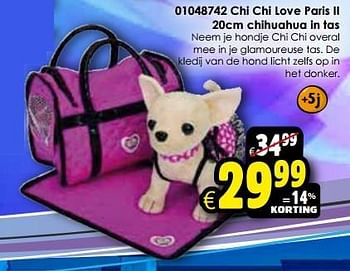 Aanbiedingen Chi chi love paris ii 20cm chihuahua in tas - Chi Chi Love - Geldig van 24/10/2015 tot 06/12/2015 bij ToyChamp