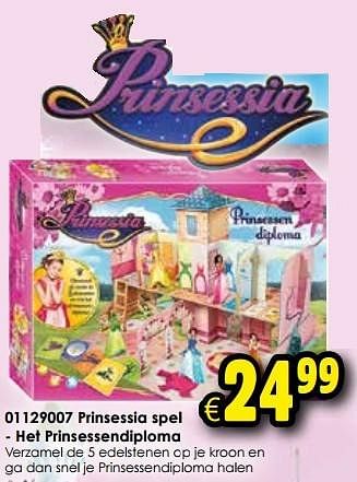 Aanbiedingen Prinsessia spel - het prinsessendiploma - Prinsessia - Geldig van 24/10/2015 tot 06/12/2015 bij ToyChamp
