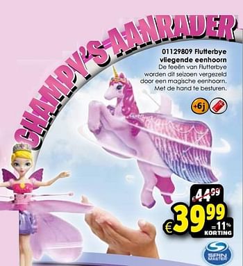 Aanbiedingen Flutterbye vliegende eenhoorn - Spin Master - Geldig van 24/10/2015 tot 06/12/2015 bij ToyChamp