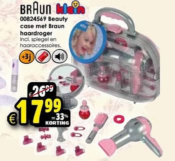 Aanbiedingen Beauty case met braun haardroger - Theo Klein - Geldig van 24/10/2015 tot 06/12/2015 bij ToyChamp