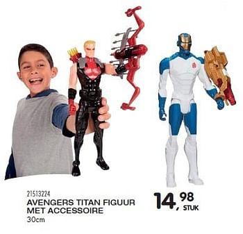 Aanbiedingen Avengers titan figuur met accessoire - Marvel - Geldig van 23/10/2015 tot 08/12/2015 bij Supra Bazar