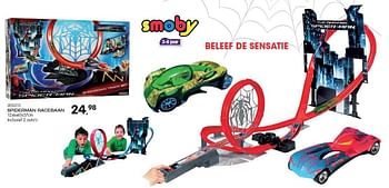Aanbiedingen Spiderman racebaan - Smoby - Geldig van 23/10/2015 tot 08/12/2015 bij Supra Bazar