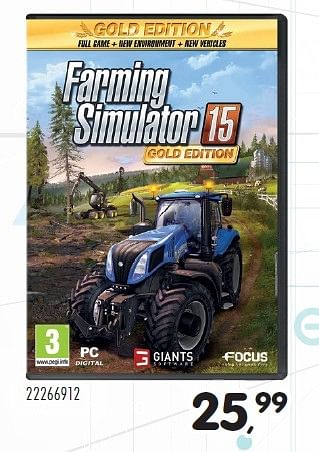 Aanbiedingen Farming simulator 15 gold edition - Focus Home Interactive - Geldig van 23/10/2015 tot 08/12/2015 bij Supra Bazar