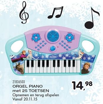 Aanbiedingen Orgel piano met 25 toetsen - Disney  Frozen - Geldig van 23/10/2015 tot 08/12/2015 bij Supra Bazar