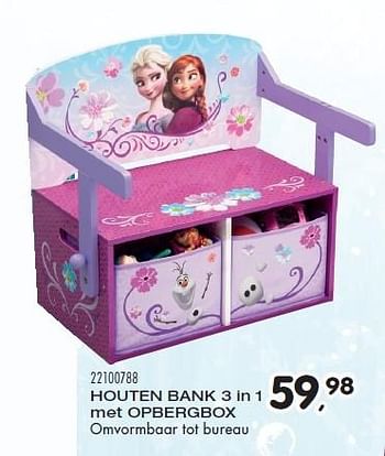 Aanbiedingen Houten bank 3 in 1 met opbergbox - Disney  Frozen - Geldig van 23/10/2015 tot 08/12/2015 bij Supra Bazar