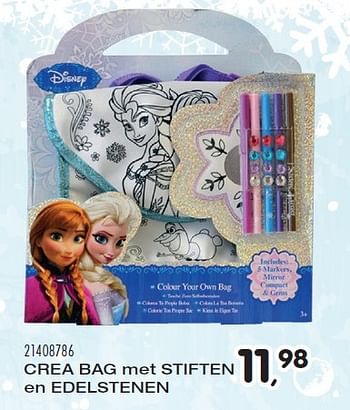 Aanbiedingen Crea bag met stiften en edelstenen - Disney  Frozen - Geldig van 23/10/2015 tot 08/12/2015 bij Supra Bazar