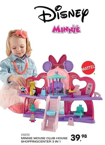 Aanbiedingen Minnie mouse club house shoppingcenter 3 in 1 - Mattel - Geldig van 23/10/2015 tot 08/12/2015 bij Supra Bazar