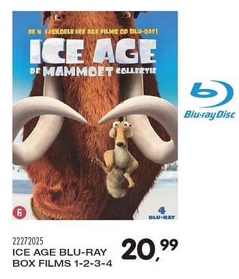 Aanbiedingen Ice age blu-ray box films 1-2-3-4 - Huismerk - Supra Bazar - Geldig van 23/10/2015 tot 08/12/2015 bij Supra Bazar