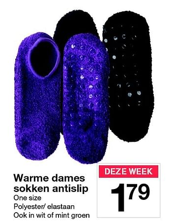 Aanbiedingen Warme dames sokken antislip - Huismerk - Zeeman  - Geldig van 31/10/2015 tot 07/11/2015 bij Zeeman