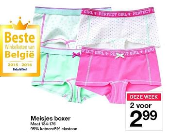 Aanbiedingen Meisjes boxer - Huismerk - Zeeman  - Geldig van 31/10/2015 tot 07/11/2015 bij Zeeman