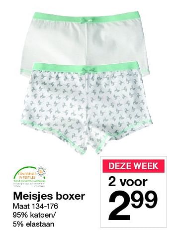 Aanbiedingen Meisjes boxer - Huismerk - Zeeman  - Geldig van 31/10/2015 tot 07/11/2015 bij Zeeman