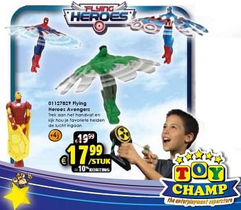 Aanbiedingen Flying heroes avengers - Marvel - Geldig van 31/10/2015 tot 08/11/2015 bij ToyChamp