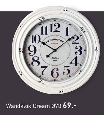 Aanbiedingen Wandklok cream - Huismerk - Multi Bazar - Geldig van 03/11/2015 tot 25/12/2015 bij Multi Bazar