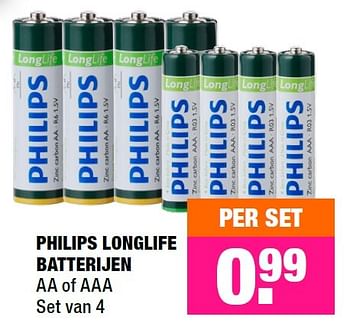 Aanbiedingen Philips longlife batterijen - Philips - Geldig van 02/11/2015 tot 15/11/2015 bij Big Bazar