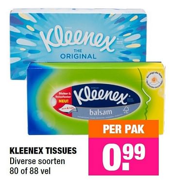 Aanbiedingen Kleenex tissues - Kleenex - Geldig van 02/11/2015 tot 15/11/2015 bij Big Bazar