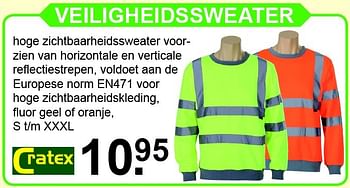 Aanbiedingen Veiligheidssweater - Cratex - Geldig van 08/11/2015 tot 29/11/2015 bij Van Cranenbroek