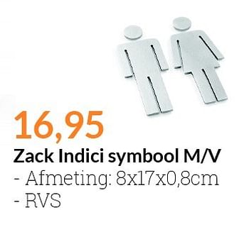 Aanbiedingen Zack indici symbool m-v - Zack - Geldig van 01/11/2015 tot 30/11/2015 bij Sanitairwinkel