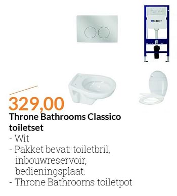 Aanbiedingen Throne bathrooms classico toiletset - Throne Bathrooms - Geldig van 01/11/2015 tot 30/11/2015 bij Sanitairwinkel