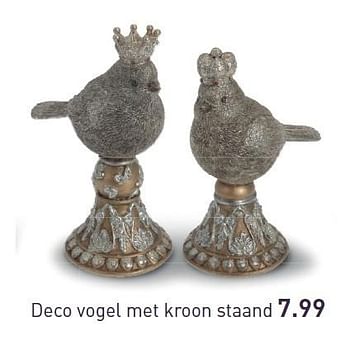 Aanbiedingen Deco vogel met kroon staand - Huismerk - Multi Bazar - Geldig van 03/11/2015 tot 25/12/2015 bij Multi Bazar