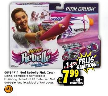 Aanbiedingen Nerf rebelle pink crush - Nerf - Geldig van 09/11/2015 tot 15/11/2015 bij ToyChamp
