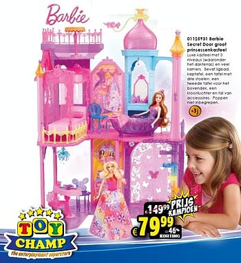 Aanbiedingen Barbie secret door groot prinsessenkasteel - Mattel - Geldig van 09/11/2015 tot 15/11/2015 bij ToyChamp
