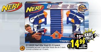 Aanbiedingen Nerf elite triad ex-3 2-pack - Nerf - Geldig van 09/11/2015 tot 15/11/2015 bij ToyChamp