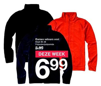 Aanbiedingen Dames velours vest - Huismerk - Zeeman  - Geldig van 07/11/2015 tot 14/11/2015 bij Zeeman
