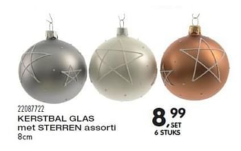 Aanbiedingen Kerstbal glas met sterren assorti - Huismerk - Supra Bazar - Geldig van 10/11/2015 tot 08/12/2015 bij Supra Bazar