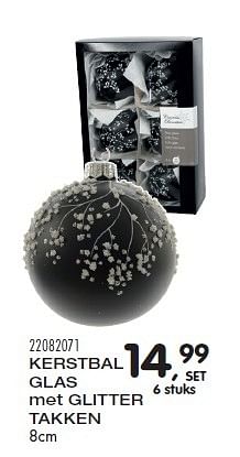 Aanbiedingen Kerstbal glas met glitter takken - Huismerk - Supra Bazar - Geldig van 10/11/2015 tot 08/12/2015 bij Supra Bazar
